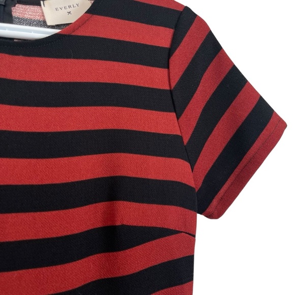 Everly Anthropologie skater retro striped short sleeve zip up dress women small - Picture 3 of 10